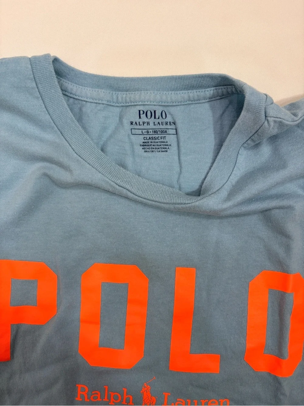 Men’s Blue Polo Ralph Lauren Classic Fit Graphic Short Sleeve Shirt Size L
